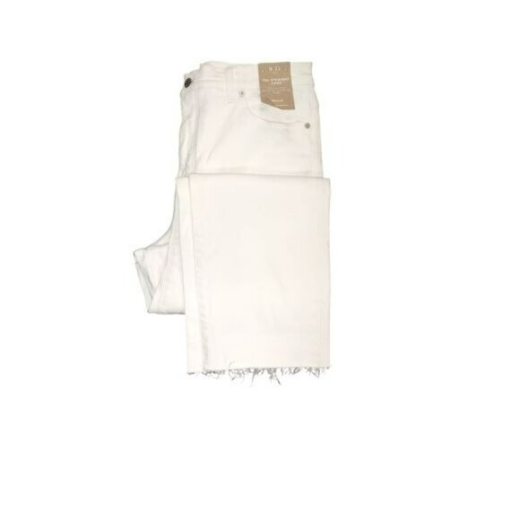 Madewell Womens 90s Straight Crop Jeans High Rise sz 31 White Raw Hem Denim - Picture 8 of 9